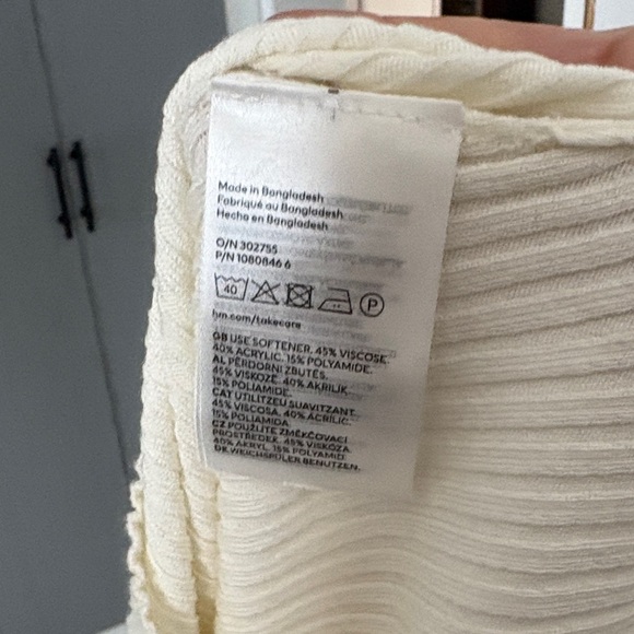 H&M Cream Ribbed Long Sleeve Top - Picture 4 of 5